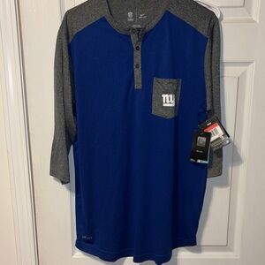 NWT- Men’s (L) Nike NFL Team Apparel Men's 3/4 length sleeve Blue/Gray Tee.